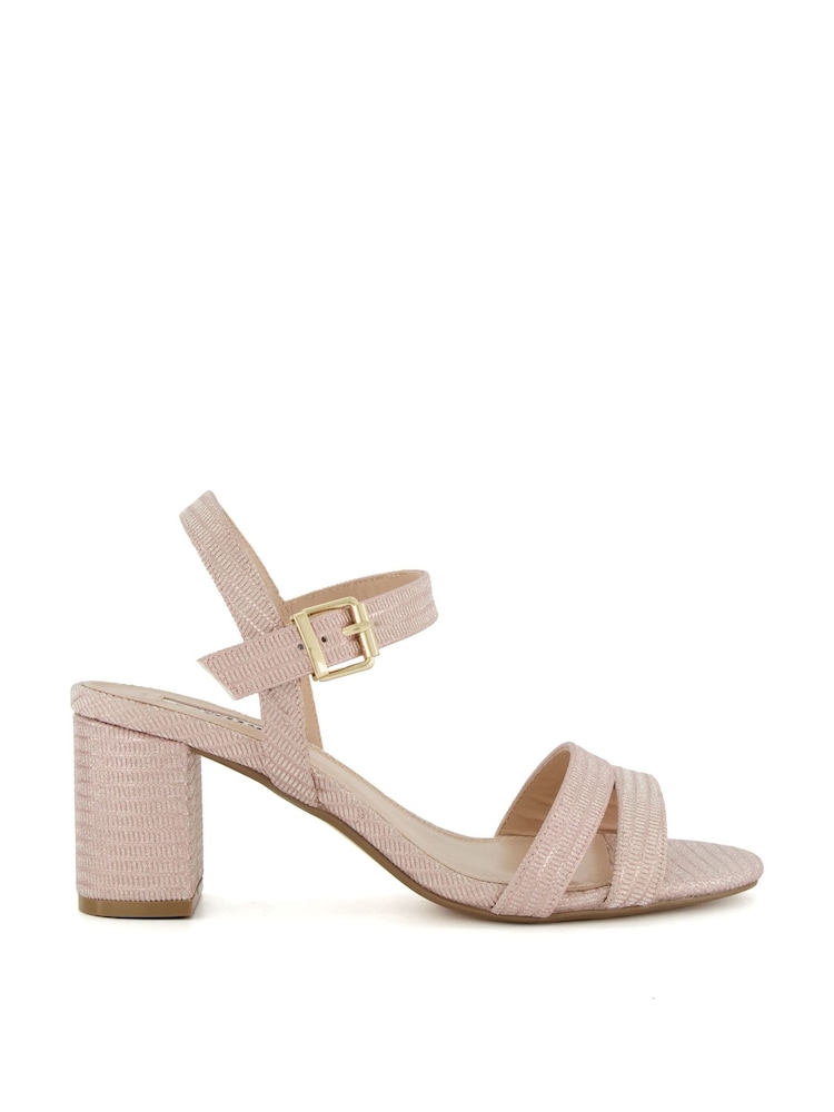 Dune London Gold Wide Fit Merisa Block Heel Sandals - Image 2 of 7 Dune London Gold Wide Fit Merisa Block Heel Sandals - Image 2 of 7