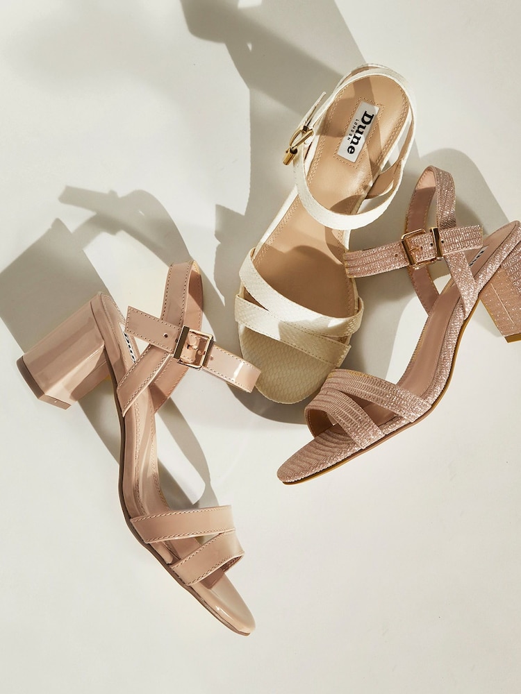 Dune London Gold Wide Fit Merisa Block Heel Sandals - Image 8 of 8