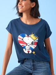 Navy Blue Coronation Snoopy License Short Sleeve T-Shirt - Image 1 of 5