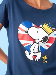 Navy Blue Coronation Snoopy License Short Sleeve T-Shirt - Image 4 of 5