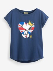 Navy Blue Coronation Snoopy License Short Sleeve T-Shirt - Image 5 of 5