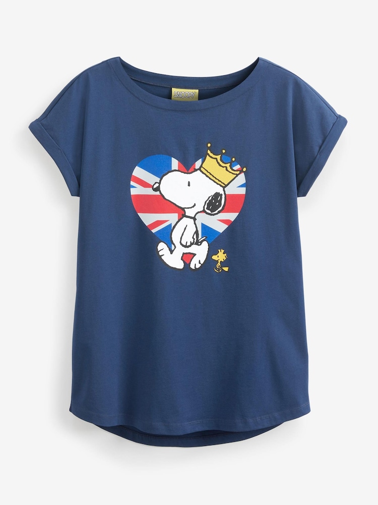 Navy Blue Coronation Snoopy License Short Sleeve T-Shirt - Image 5 of 5