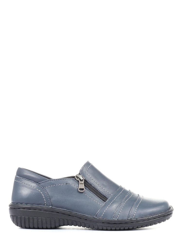 Loretta Ladies Wide Fit Leather Slip-On Shoes - Image 1 of 5