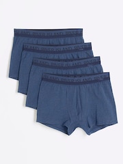 River Island Blue 100% Cotton Boxers 4 Pack - Изображение 1 из 2