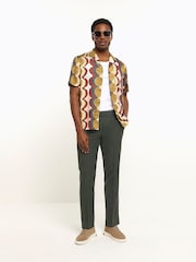 River Island Green Slim Fit Linen Suit: Trousers - Image 4 of 7