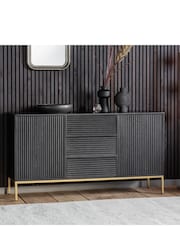 Gallery Home Black Archer 2 Door 3 Drawer Sideboard - Image 1 of 2