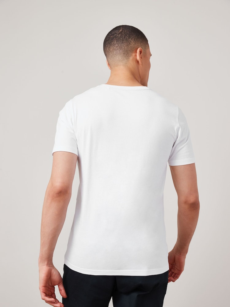 Blanc - Slim Fit (Slim Fit) - 100% Coton T-shirt cerf - Image 2 of 4