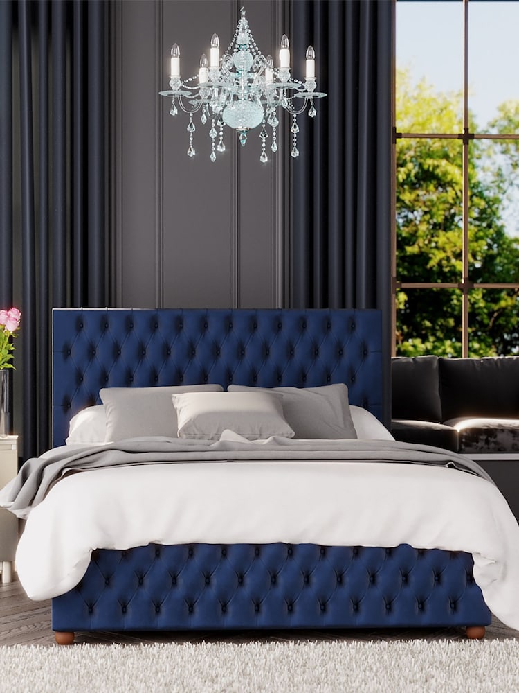 Laurence Llewelyn-Bowen Blue Seren End Lift Ottoman Storage Bed - Image 1 of 5