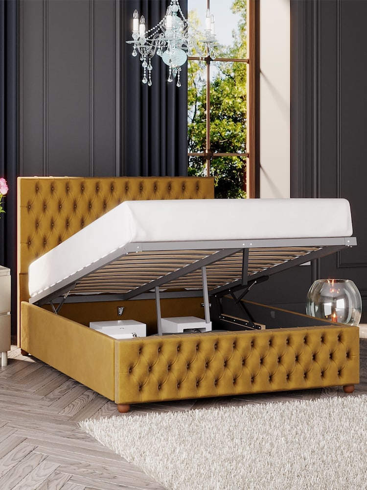 Laurence Llewelyn-Bowen Yellow Seren End Lift Ottoman Storage Bed - Image 2 of 5