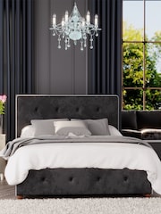 Laurence Llewelyn-Bowen Black Hesper End Lift Ottoman Storage Bed - Image 1 of 5