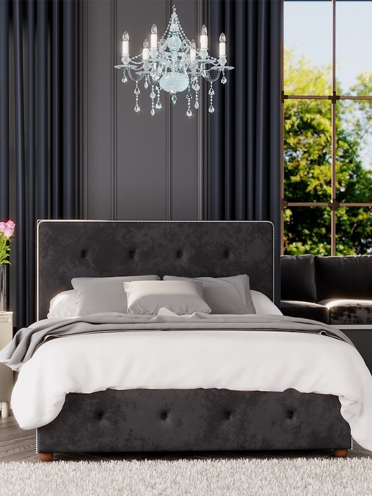 Laurence Llewelyn-Bowen Black Hesper End Lift Ottoman Storage Bed - Image 1 of 5