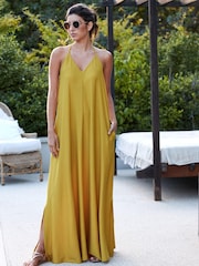 Ochre Yellow Cami Strappy Maxi Summer Dress - Image 1 of 5