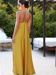 Ochre Yellow Cami Strappy Maxi Summer Dress - Image 3 of 5