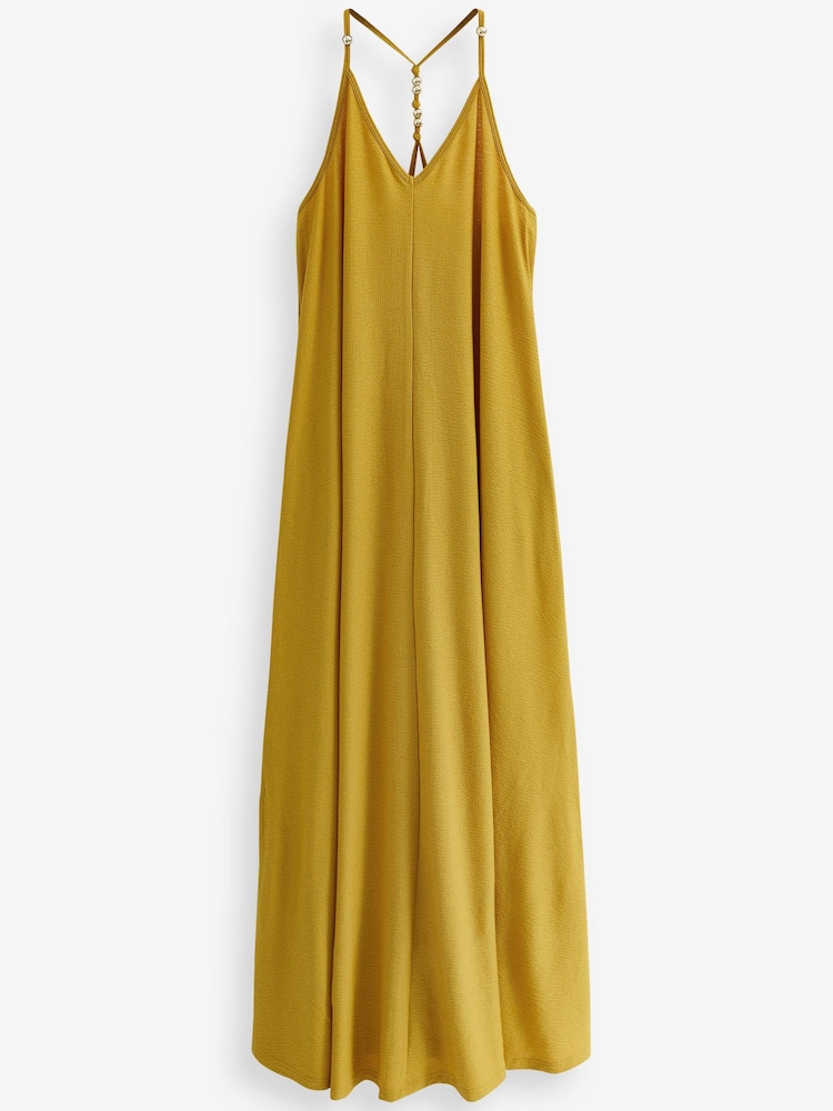 Ochre Yellow Cami Strappy Maxi Summer Dress - Image 5 of 5
