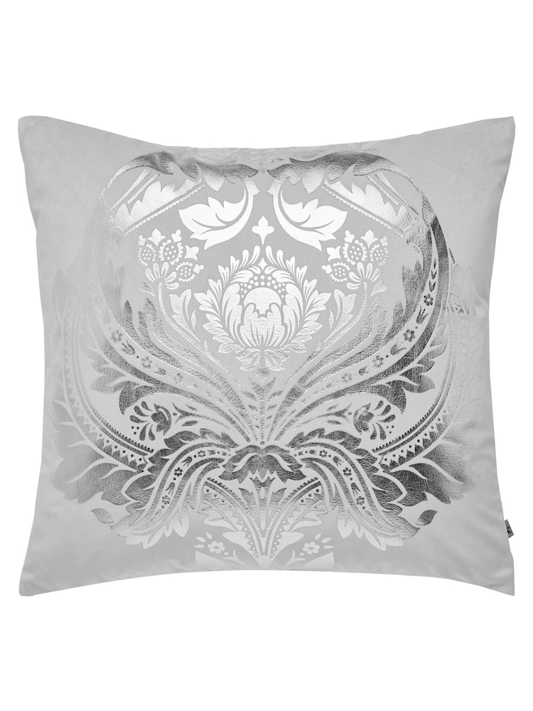 Graham & Brown Silver Desire Damask Cushion - Image 1 of 3
