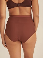 Chocolate Brown High Waist Lace Tummy Control Light Shaping Knickers 2 Pack - Image 2 of 6