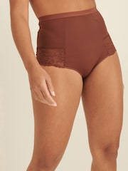 Chocolate Nude Print Tummy Control Shaping Lace Back Brazilian Knickers 2 Pack - Image 2 of 5