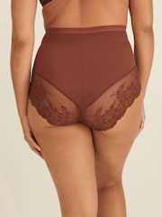 Chocolate Nude Print Tummy Control Shaping Lace Back Brazilian Knickers 2 Pack - Image 3 of 5