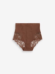 Chocolate Nude Print Tummy Control Shaping Lace Back Brazilian Knickers 2 Pack - Image 5 of 5