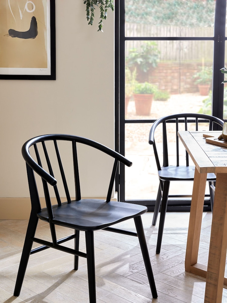 Set of 2 Black Stockholm Dining Chairs - Image 1 of 10