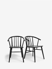 Set of 2 Black Stockholm Dining Chairs - Image 2 of 10