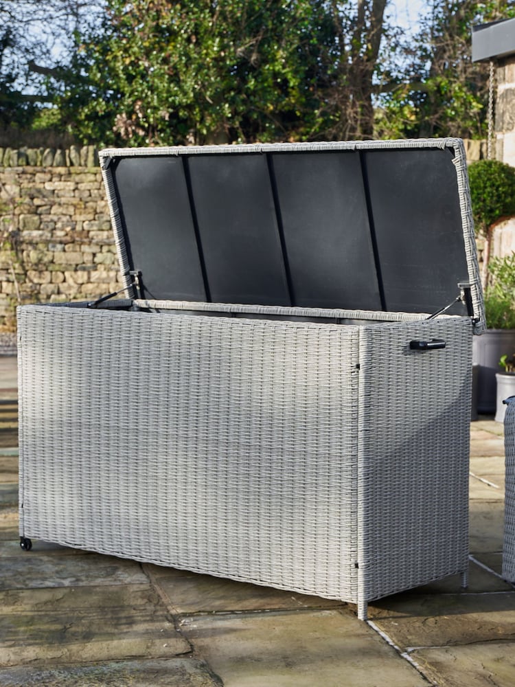 Pacific Stone Grey Large Rattan Effect Garden Cushion Storage Box - Image 2 of 2