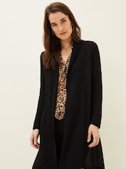 Phase Eight Black Sheer Lili Longline Cardigan - Image 1 of 6