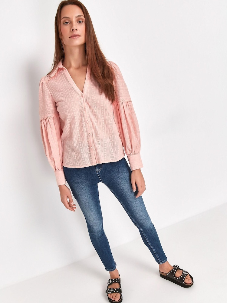 Sonder Studio Pink Embroidered Cotton Shirt - Image 1 of 3