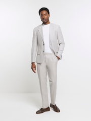 River Island Linen Slim Fit Suit Trousers - Imagem 2 de 7