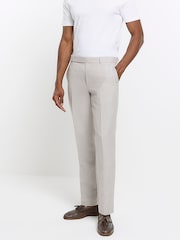 River Island Linen Slim Fit Suit Trousers - Imagem 4 de 7