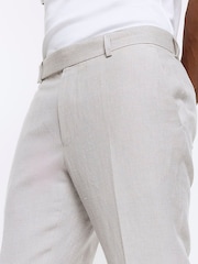 River Island Linen Slim Fit Suit Trousers - Imagem 5 de 7
