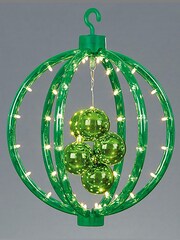 Premier Decorations Ltd Green Christmas Hanging Ball With Warm LED Lights - Image 1 of 2
