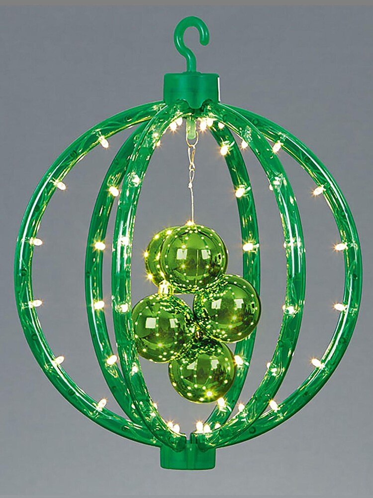 Premier Decorations Ltd Green Christmas Hanging Ball With Warm LED Lights - Image 1 of 2