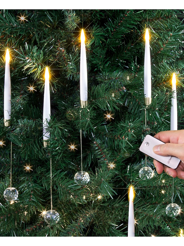 Premier Decorations Ltd White Warm Christmas 10pc Remote Control Candle Set - Image 1 of 4