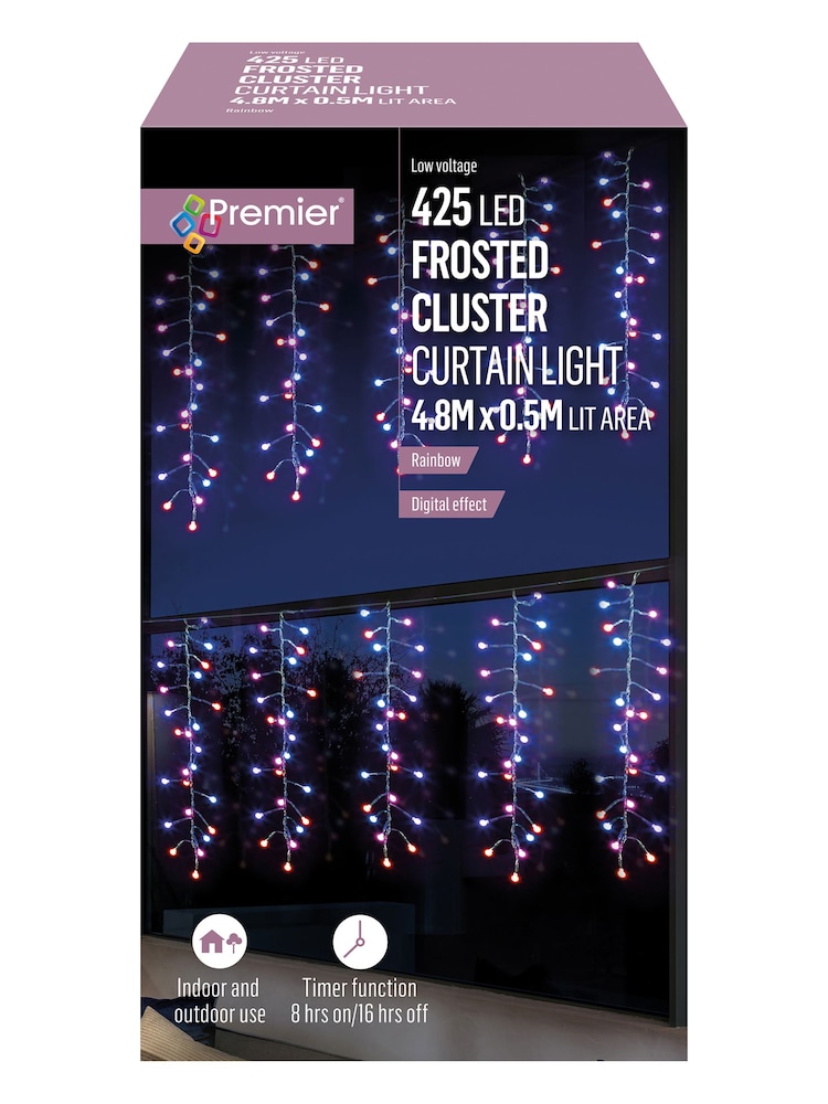 Premier Decorations Ltd Christmas Frosted Cluster Curtain With Digital Effects - Image 3 of 3