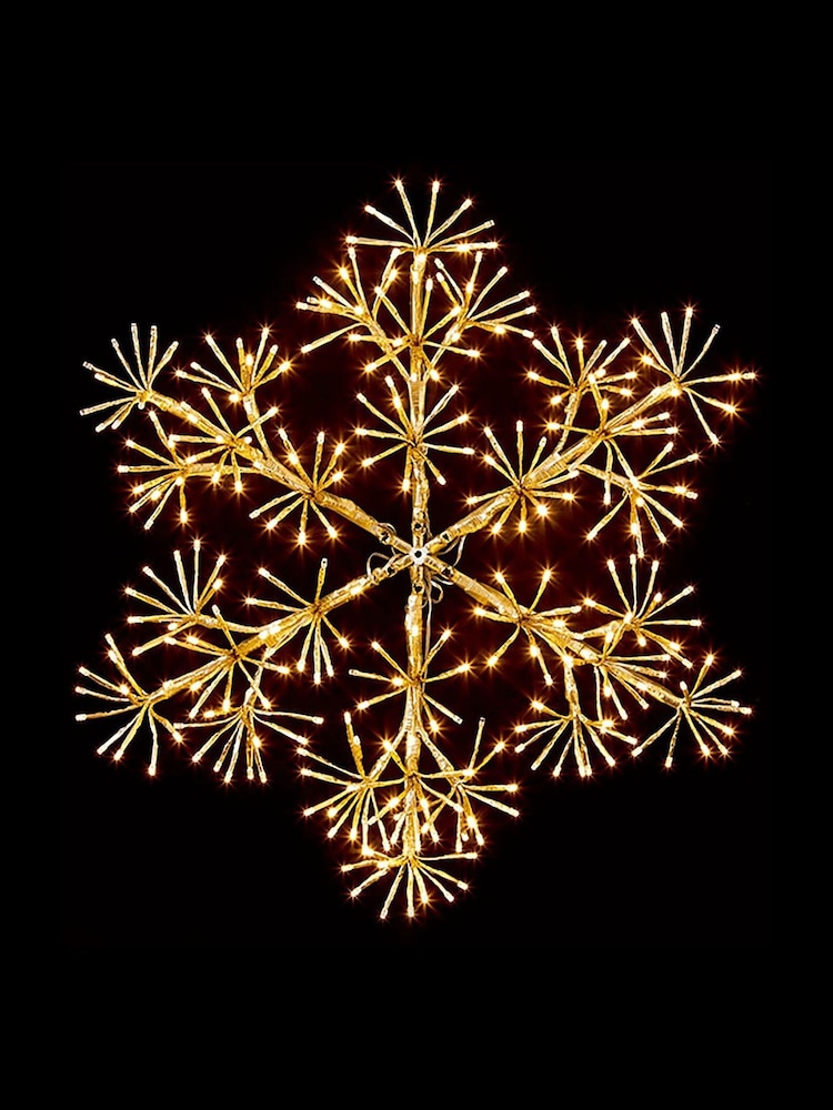 Premier Decorations Ltd Gold Christmas Starburst Snowflake 300 LED Lights - Image 1 of 2
