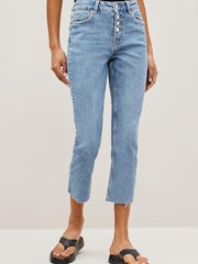 Mid Blue Denim Comfort Stretch Straight Jeans - Image 1 of 7