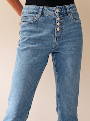 Mid Blue Denim Comfort Stretch Straight Jeans - Image 4 of 7