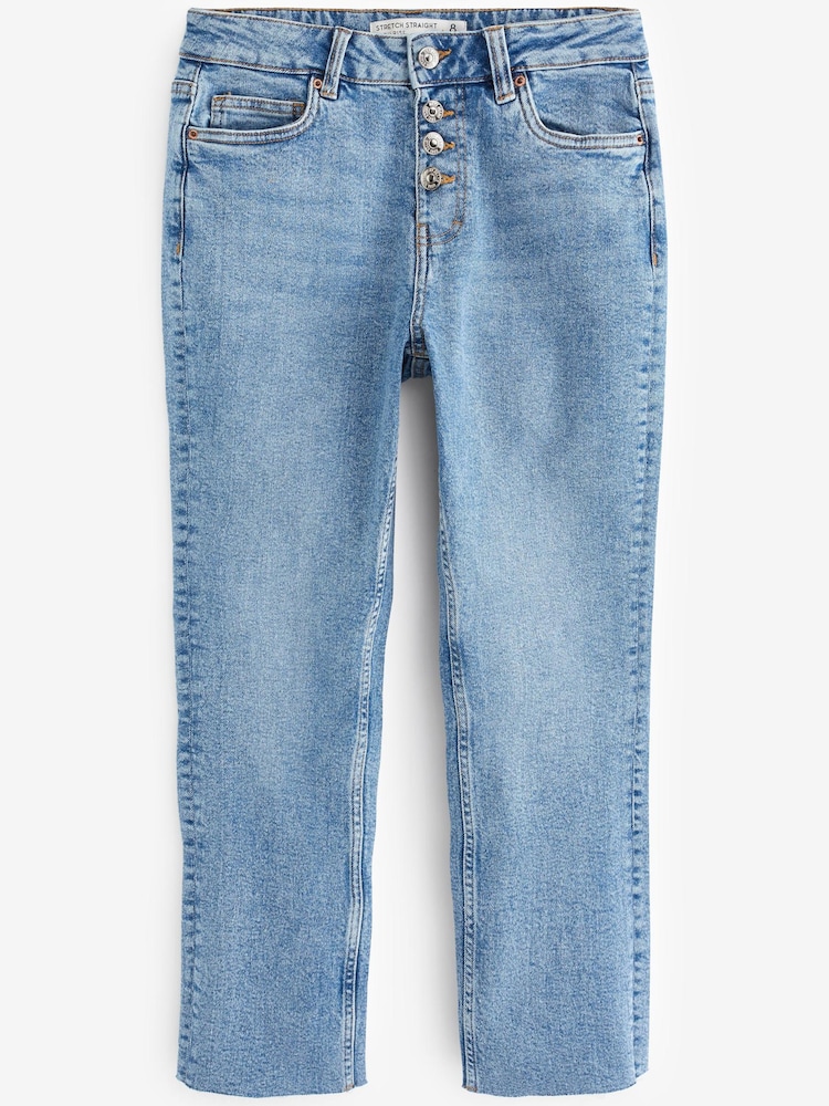 Mid Blue Denim Comfort Stretch Straight Jeans - Image 7 of 7