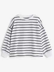 Black/White Stripe Cuffed Cosy Jersey Long Sleeved Top (3-16yrs) - Image 4 of 6