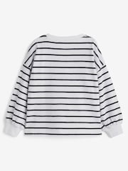 Black/White Stripe Cuffed Cosy Jersey Long Sleeved Top (3-16yrs) - Image 5 of 6