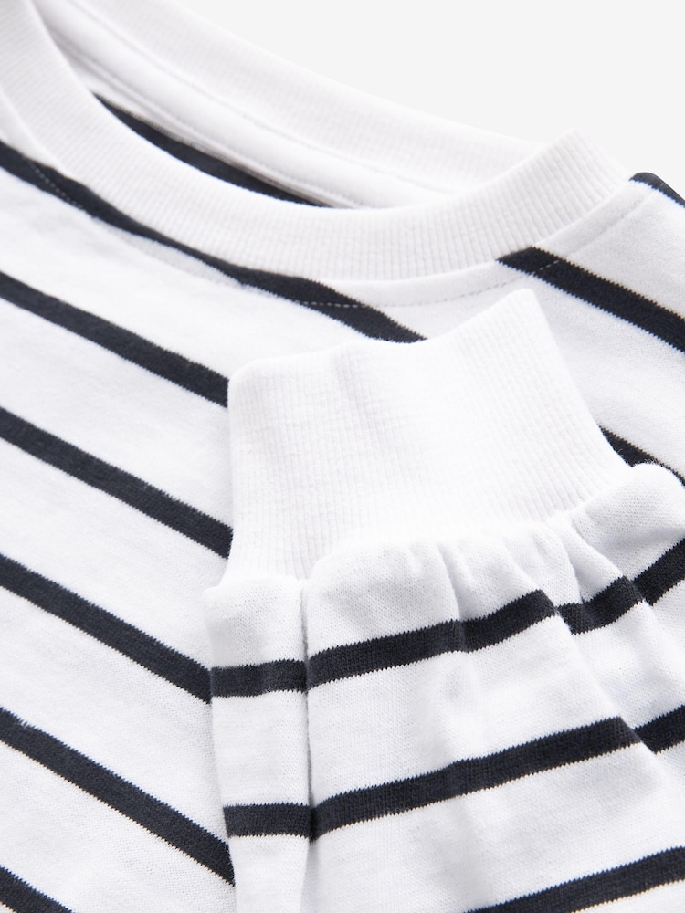 Black/White Stripe Cuffed Cosy Jersey Long Sleeved Top (3-16yrs) - Image 6 of 6