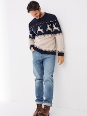 FatFace Natural Glencoe Skiier Crew Jumper - Image 1 of 4