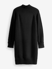 Black Rib Knit High Neck Midi Jumper Dress - Image 5 of 6