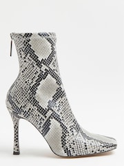 River Island Beige/Back Zip Sock Boots - Image 1 of 4