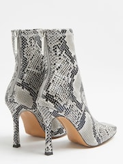 River Island Beige/Back Zip Sock Boots - Image 3 of 4