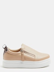 River Island Slipper-Turnschuhe mit seitlichem Reißverschluss, Beige - Bild 1 von 4