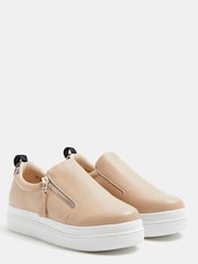 River Island Slipper-Turnschuhe mit seitlichem Reißverschluss, Beige - Bild 2 von 4