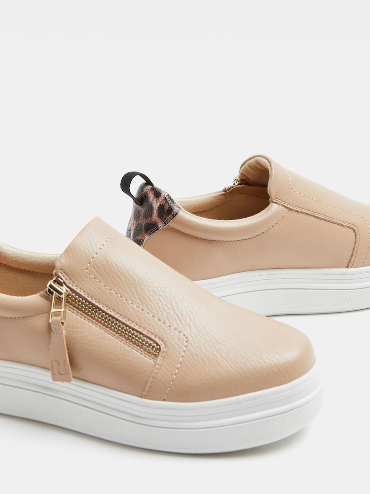 River Island Slipper-Turnschuhe mit seitlichem Reißverschluss, Beige - Bild 4 von 4