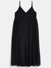 River Island Black 100% Cotton Sleeveless V-Neck Lace Midi Dress - Image 4 of 4
